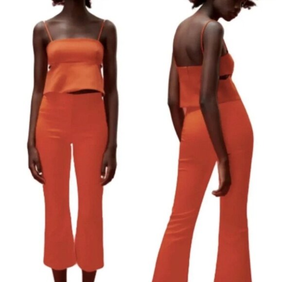 Zara Bright orange cutout camisole top blouse Sz L NWOT spring summer festival - Picture 2 of 16